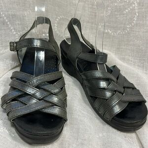 Sanita silver shine on grey leather sandals